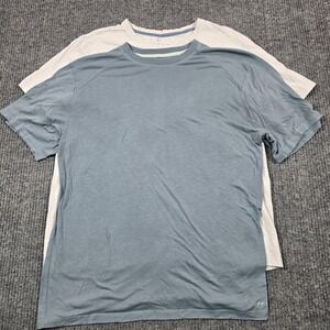 Free Fly Shirt Mens Large Blue White Bamboo Performance Pocket Tee 2 Pack Fish